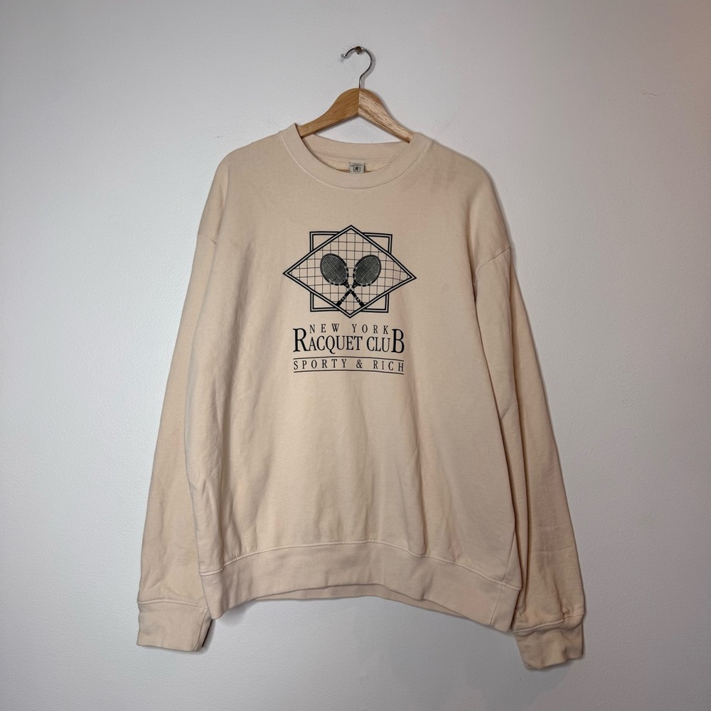 SSENSE Sporty & Rich Racquet Ball Club NY Crewneck size large - Picture 2 of 7